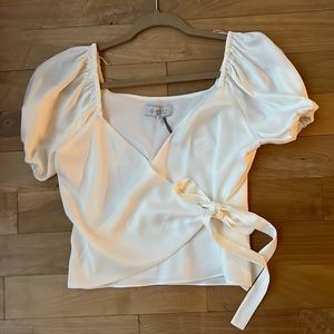 WAYF ballon sleeve wrap top